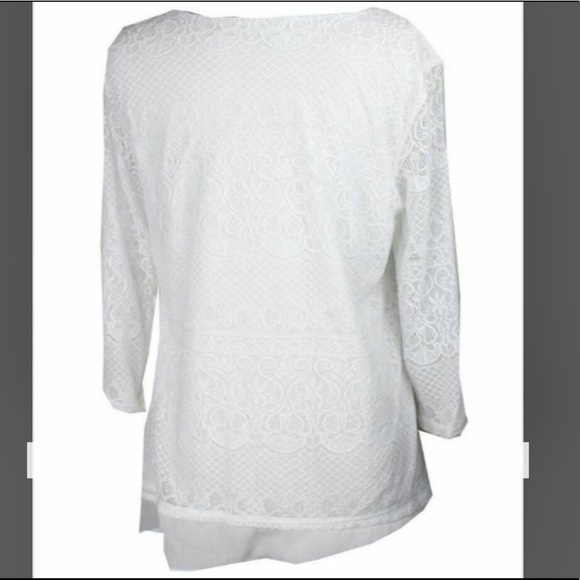 jm Collection- white lace layered look top blouse size Large - Picture 2 of 6